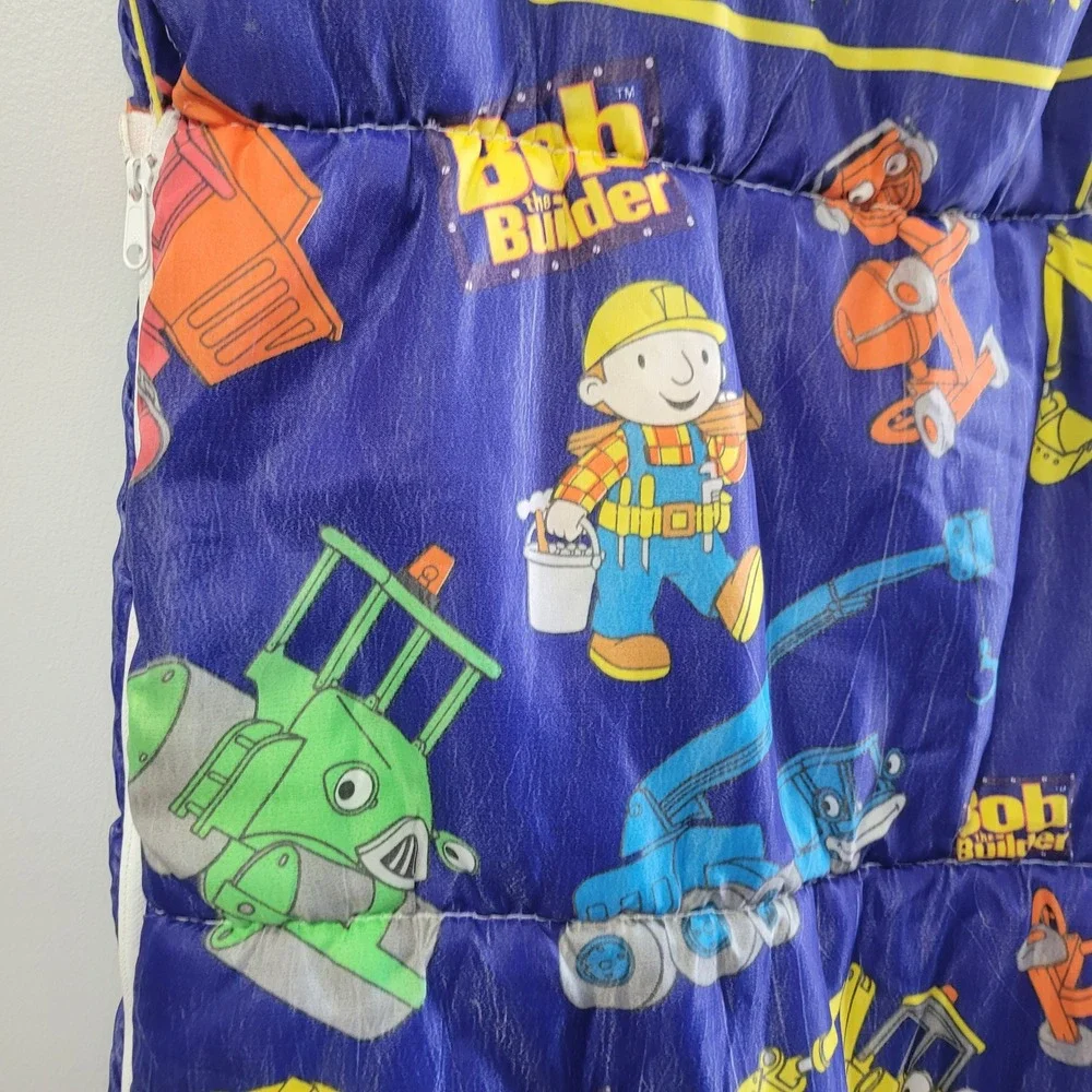 Bob the‎ Builder Sleeping Bag Kids Blue Yellow Construction Vehicle Print